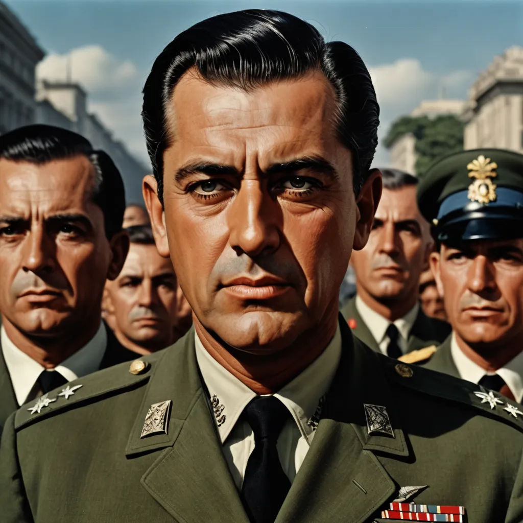 a group of men in military uniforms standing in a line with one man in the middle of the picture, classical realism, a detailed matte painting, Edwin Georgi, matte painting