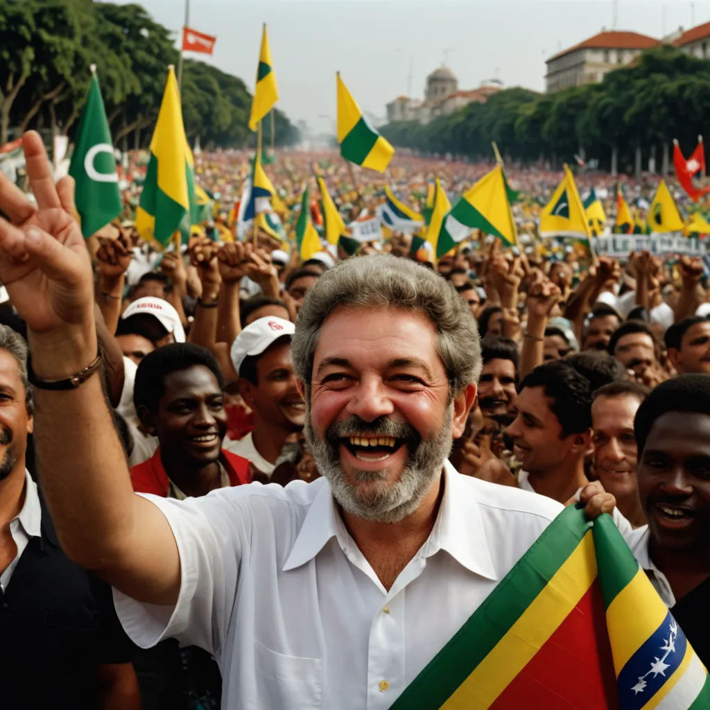 a man with a beard and a beard holding a flag in front of a crowd of people with flags, neoism, a colorized photo, Almeida Júnior, colorized