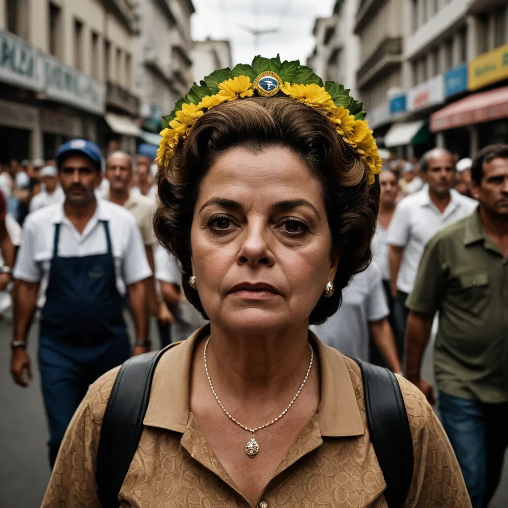 a woman with a flower in her hair walking down a street with other people behind her on a busy day, magical realism, a character portrait, Flavia Blois, cinematic photography