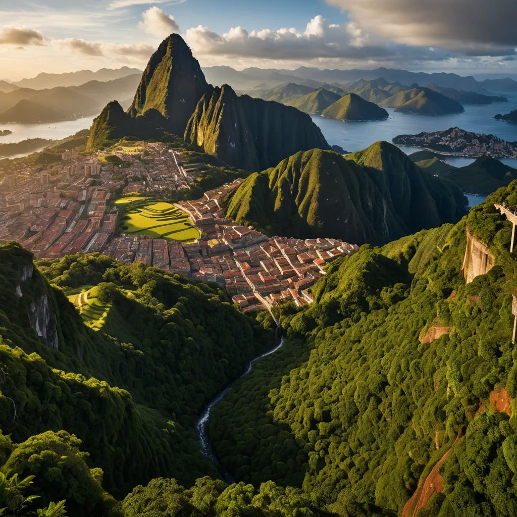 a scenic view of a city surrounded by mountains and water with a river running through it and a mountain range in the background, regionalism, a matte painting, Arthur Quartley, beautiful landscape