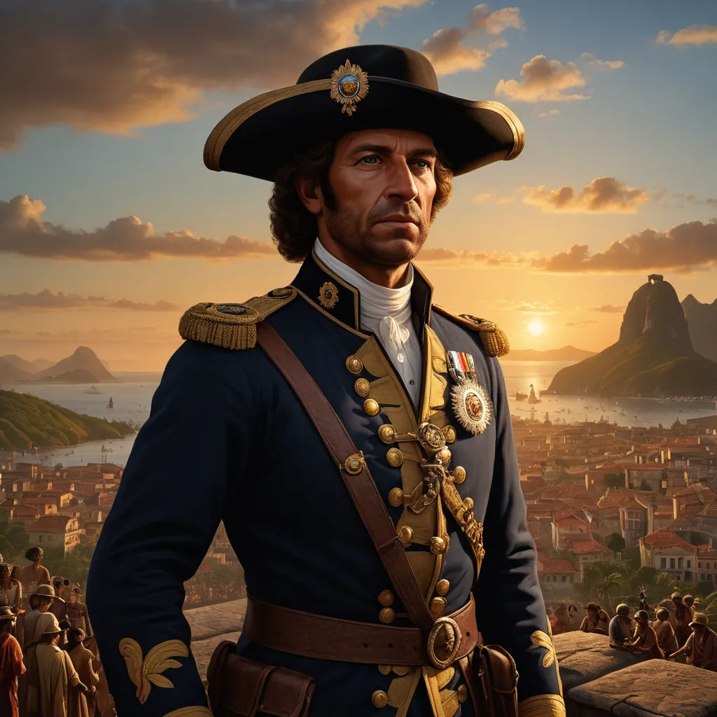a man in a military uniform standing in front of a cityscape with a sunset in the background, realism, a character portrait, Chris LaBrooy, key art