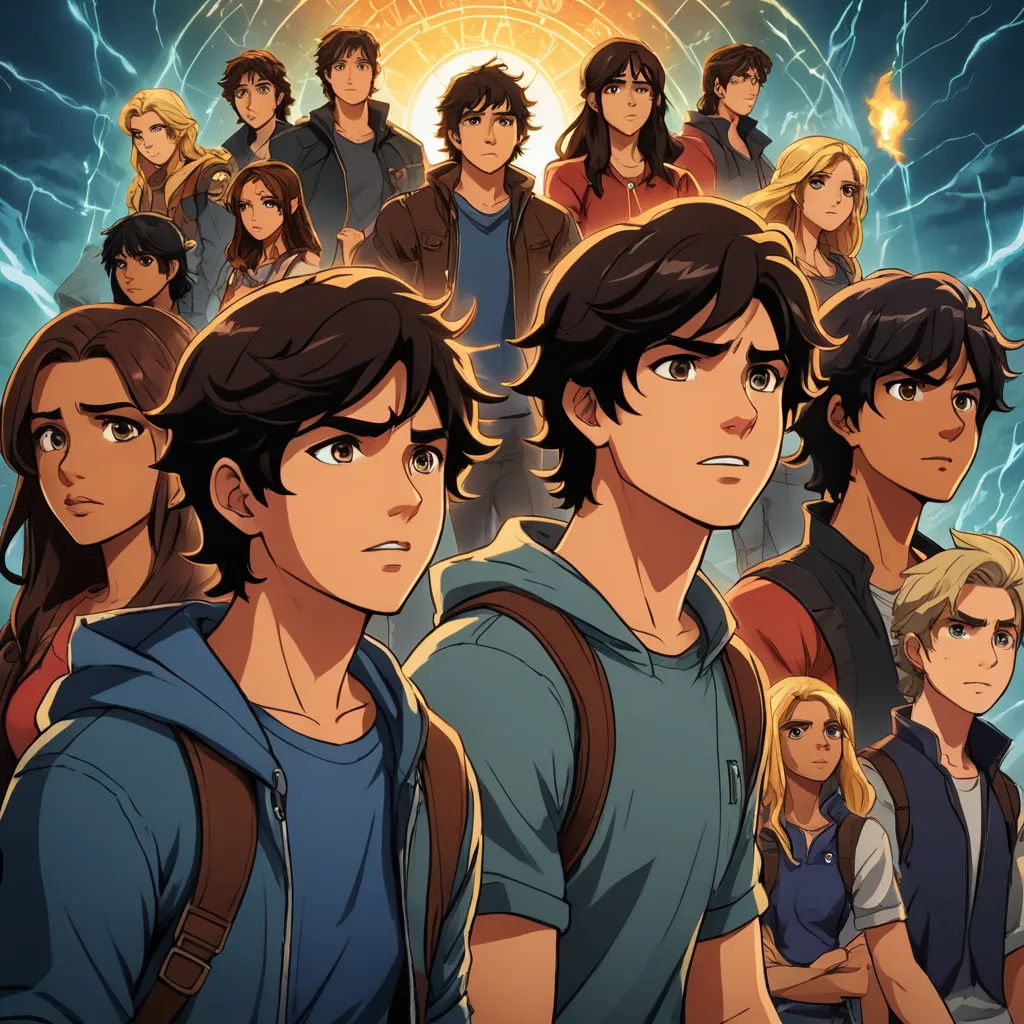 a group of young people standing in front of a lightning background with the words, the lightning strikes in the background, sots art, poster art, Cedric Seaut (Keos Masons), key art