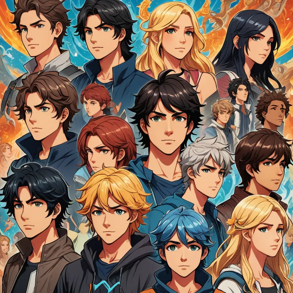 a group of young men with blonde hair and blue eyes, all in front of a fire background with flames, sots art, poster art, Cedric Seaut (Keos Masons), key art
