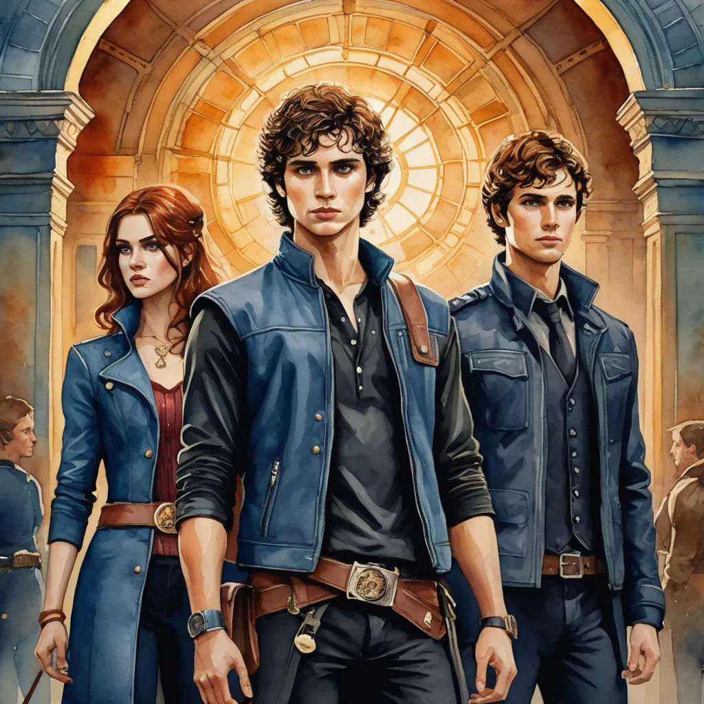 a painting of a man and woman standing in front of a doorway with a clock on the wall behind them, fantasy art, poster art, Cedric Seaut (Keos Masons), key art