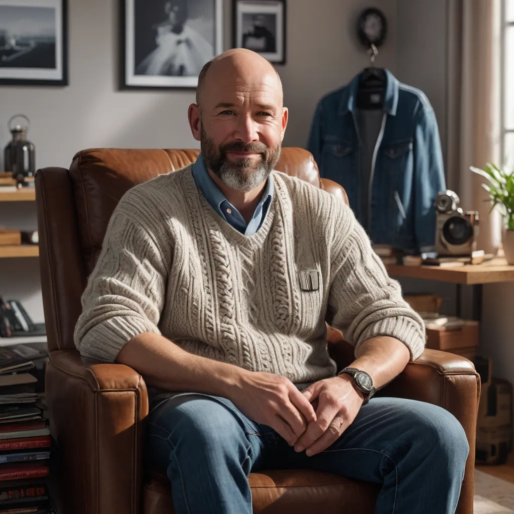 a man sitting in a chair with his hands crossed in front of him, in a room with a window and a shelf with a coat on it, postminimalism, a character portrait, Christian Hilfgott Brand, promotional image