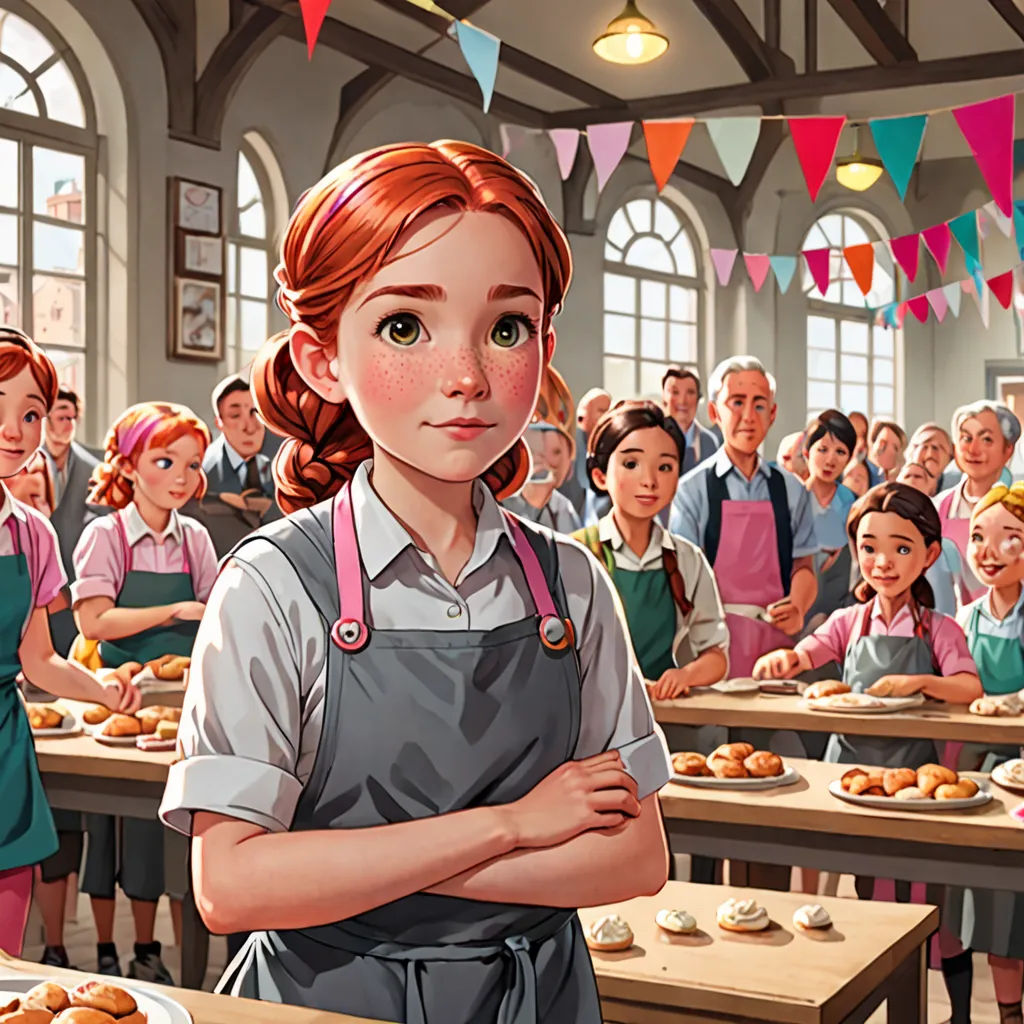 a girl standing in front of a classroom full of children eating donuts and smiling at the camera with a crowd of them, socialist realism, a character portrait, Anne Said, official art