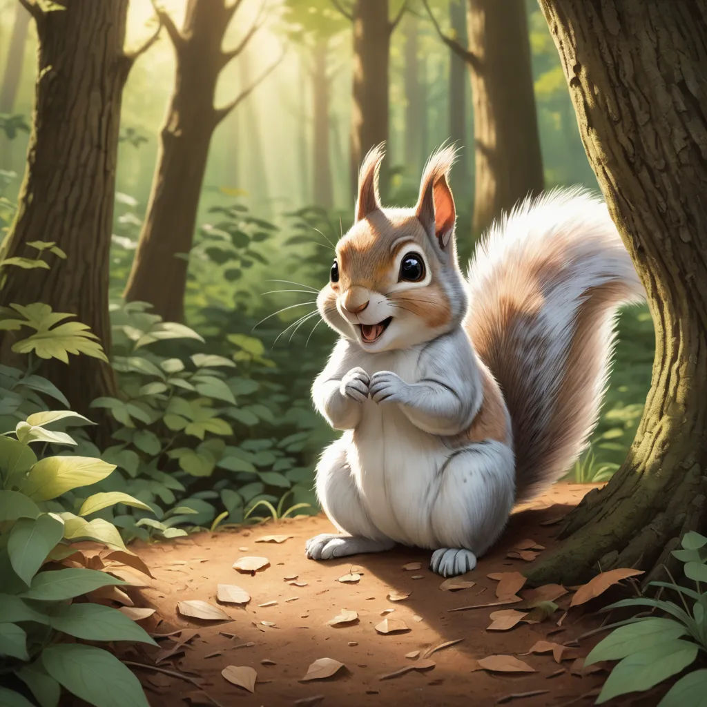 a squirrel is standing on its hind legs in the woods and is holding its paws up to its chest, furry art, a digital painting, Chris LaBrooy, official art