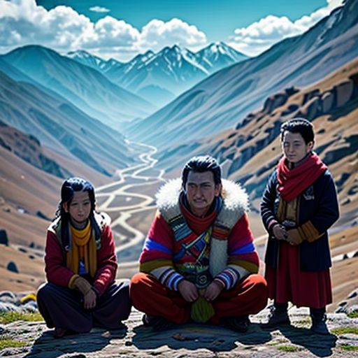 three people sitting on a rock in the mountains with a view of a valley and mountains in the background