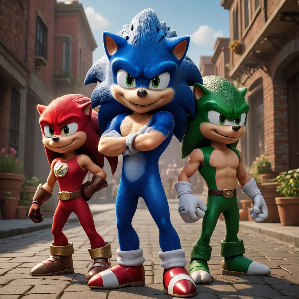 a group of cartoon characters standing on a street next to each other in front of a building with a sky background, sots art, concept art, Eddie Mendoza, unreal engine highly rendered