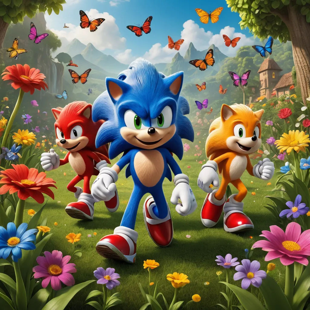 a cartoon character with a cat and a dog in a field of flowers and butterflies with butterflies in the background, sots art, poster art, Chris LaBrooy, official art