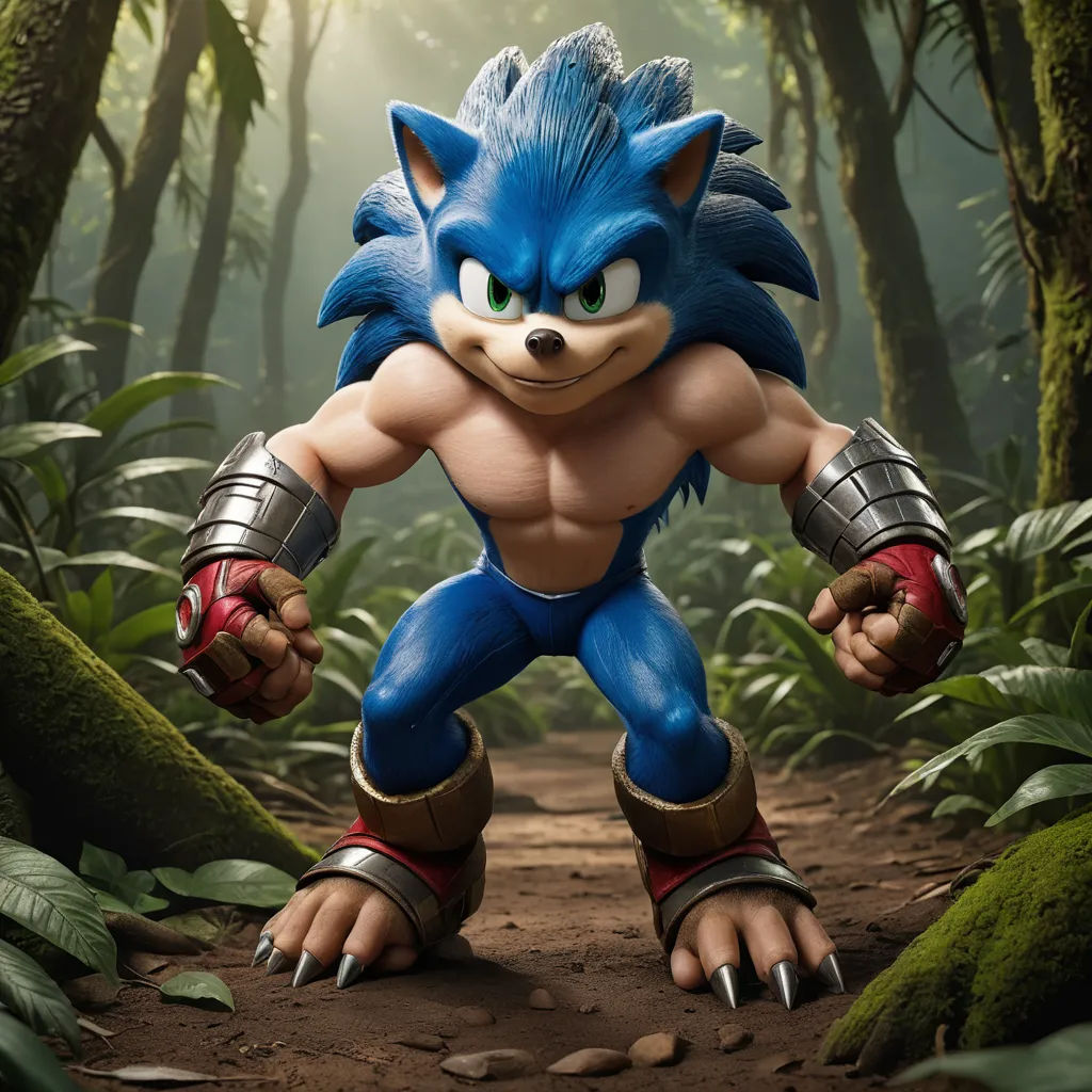 a cartoon character is in the middle of a jungle scene with a light shining on him and his arms are stretched out, sots art, concept art, Dom Qwek, unreal engine 5 quality render
