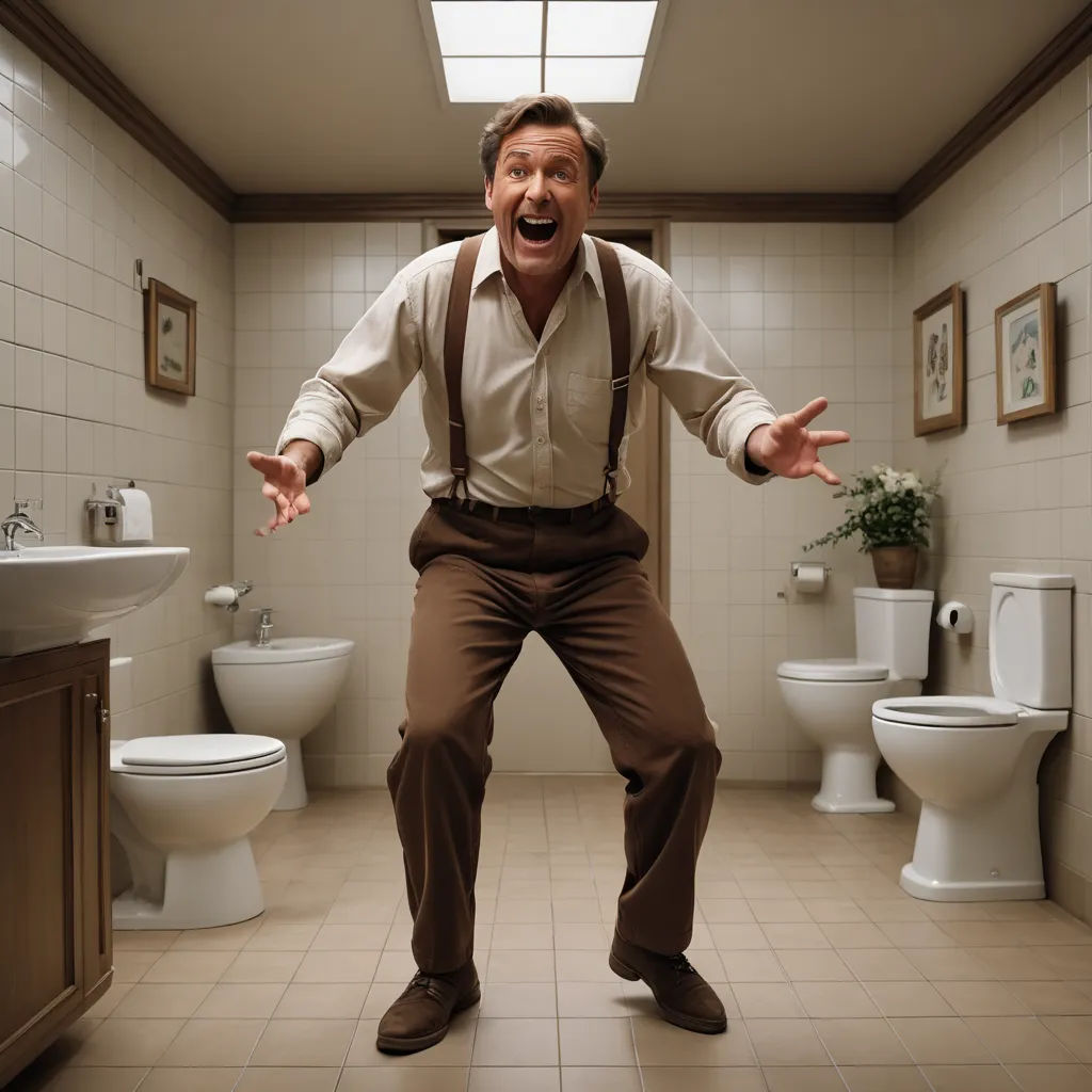 a man in a bathroom with his arms wide open and his hands out in the air, with his hands out, arts and crafts movement, a stock photo, Alan Sutherland, promotional image