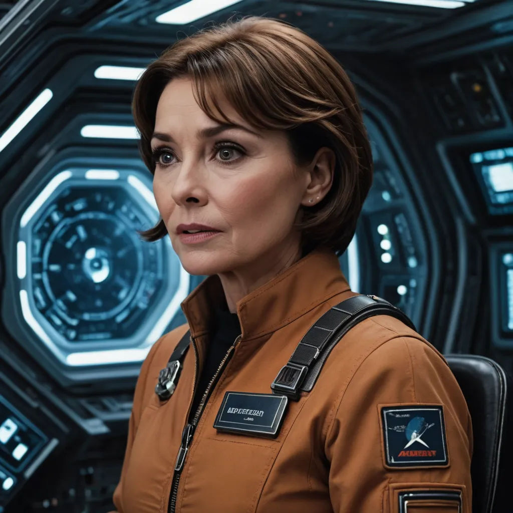 a woman in a star trek uniform looks into the distance with a sci - fi fi fi fi fi fi fi fi fi fi fi fi fi fi fi fi fi fi fi fi fi fi fi fi fi fi fi fi fi, space art, a character portrait, Eve Ryder, promotional image