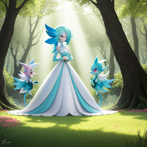 Download Shiny Blue Gardevoir Glowing Beautifully Wallpaper