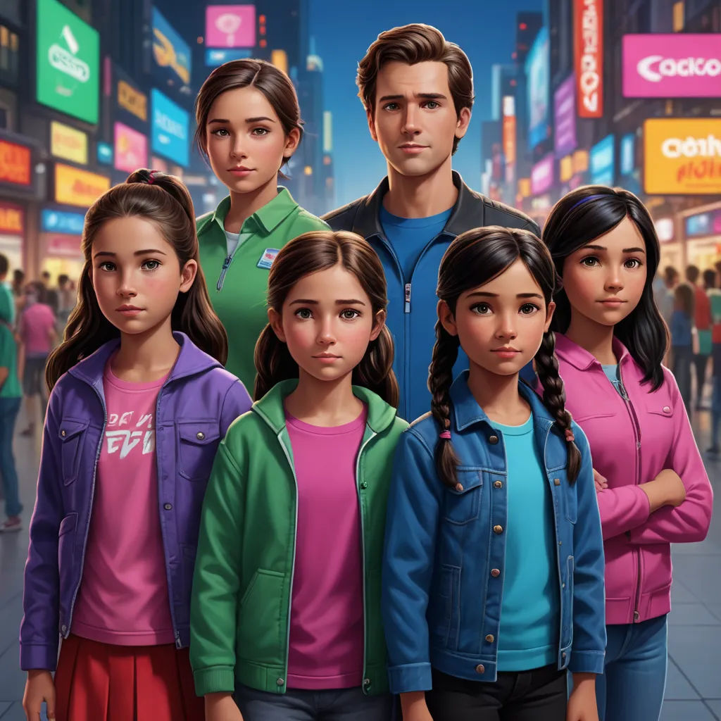 a group of people standing in front of a city street with a man in a blue jacket and a woman in a pink shirt, american scene painting, a character portrait, David Park, key art