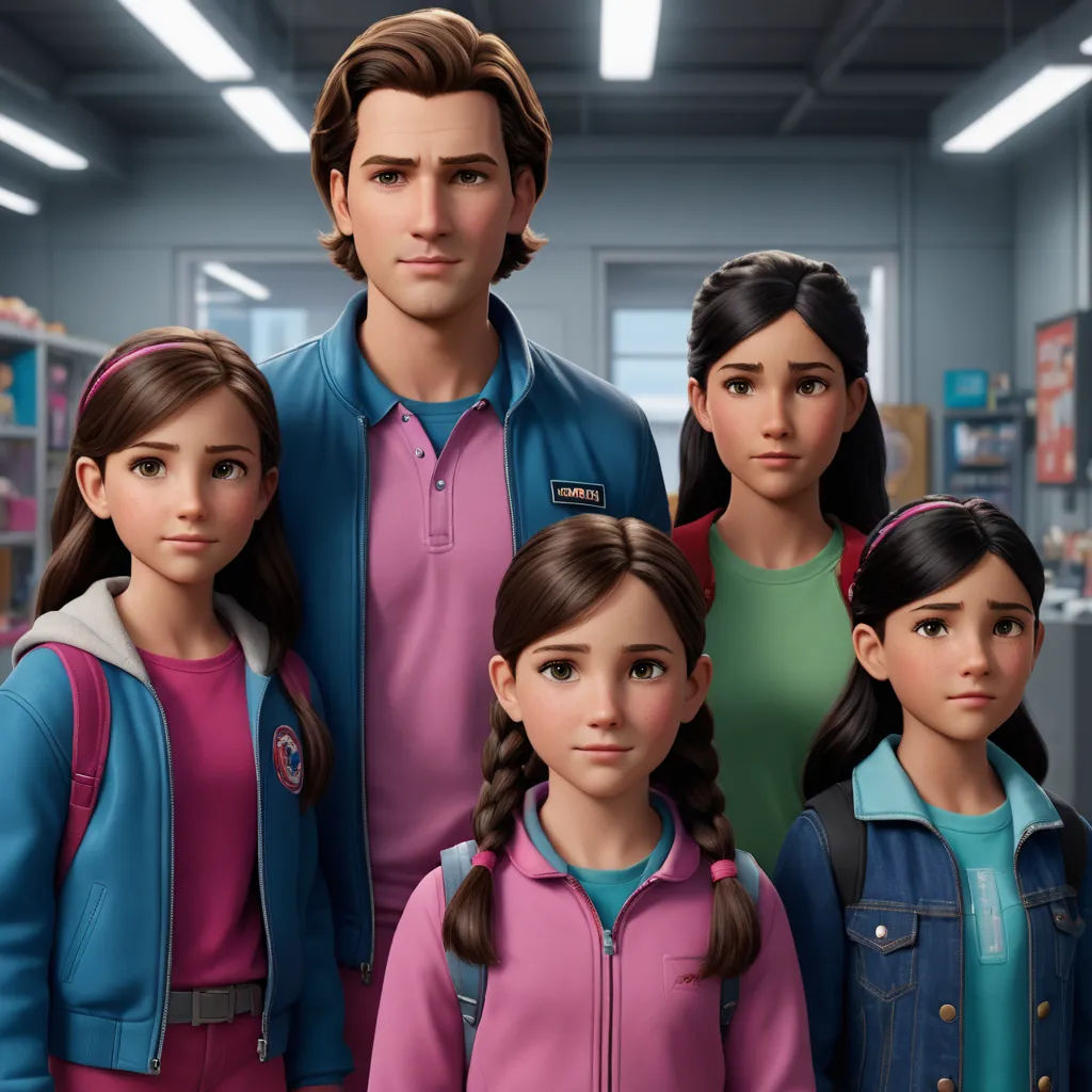 a group of people standing next to each other in a room with a book shelf and a window behind them, antipodeans, a raytraced image, Ada Gladys Killins, cgi