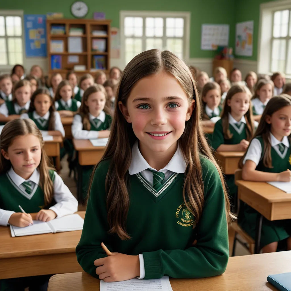 a group of children sitting at desks in a classroom with books and papers on them, smiling at the camera, vancouver school, a computer rendering, Charlotte Harding, promotional image