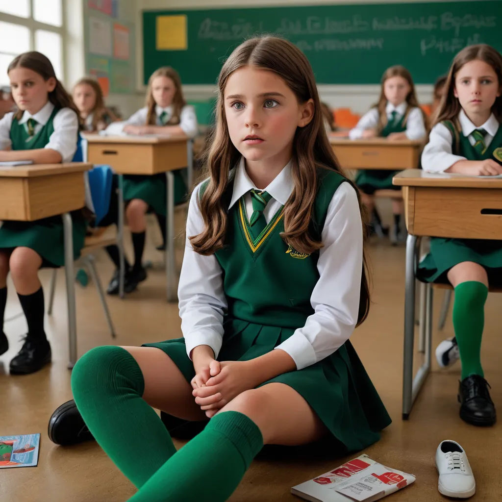 a group of girls sitting in a classroom with their legs crossed and their hands folded on their knees,, vancouver school, a poster, Daphne Fedarb, promotional image