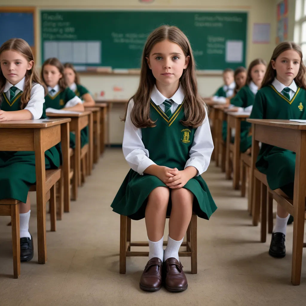 a group of young girls sitting at desks in a classroom with their backs turned to the camera,, institutional critique, a stock photo, Clarice Beckett, promotional image