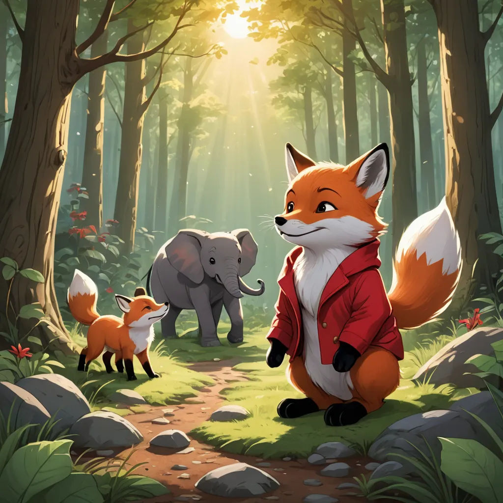 a painting of a fox and her cubs in the woods with the sun shining through the trees behind them, furry art, a storybook illustration, Aaron Jasinski, official art