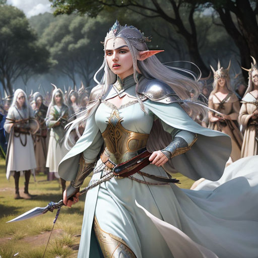 Fantasy Elf Queen Leading Icy Army with Draugr Warriors