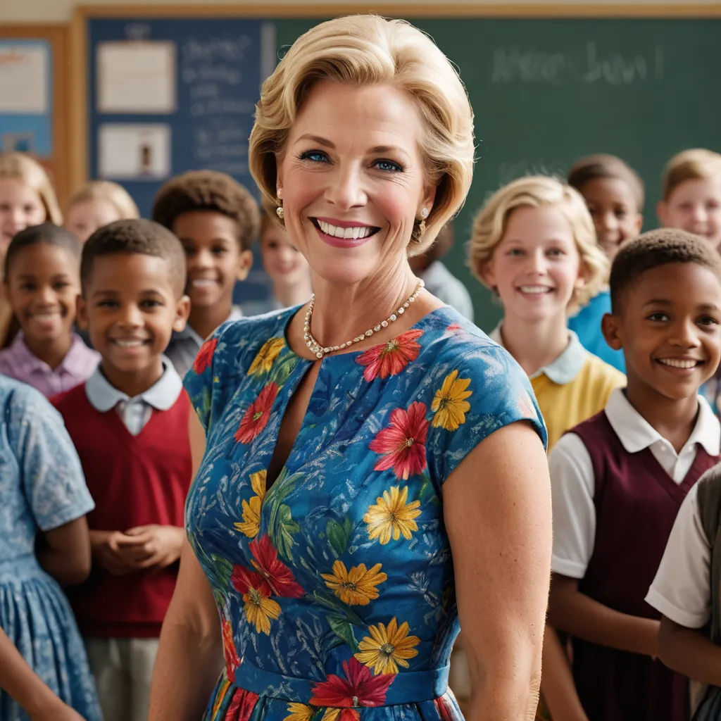 a woman standing in front of a group of children in a classroom with a chalkboard behind her and smiling, northwest school, a character portrait, Alison Debenham, promotional image