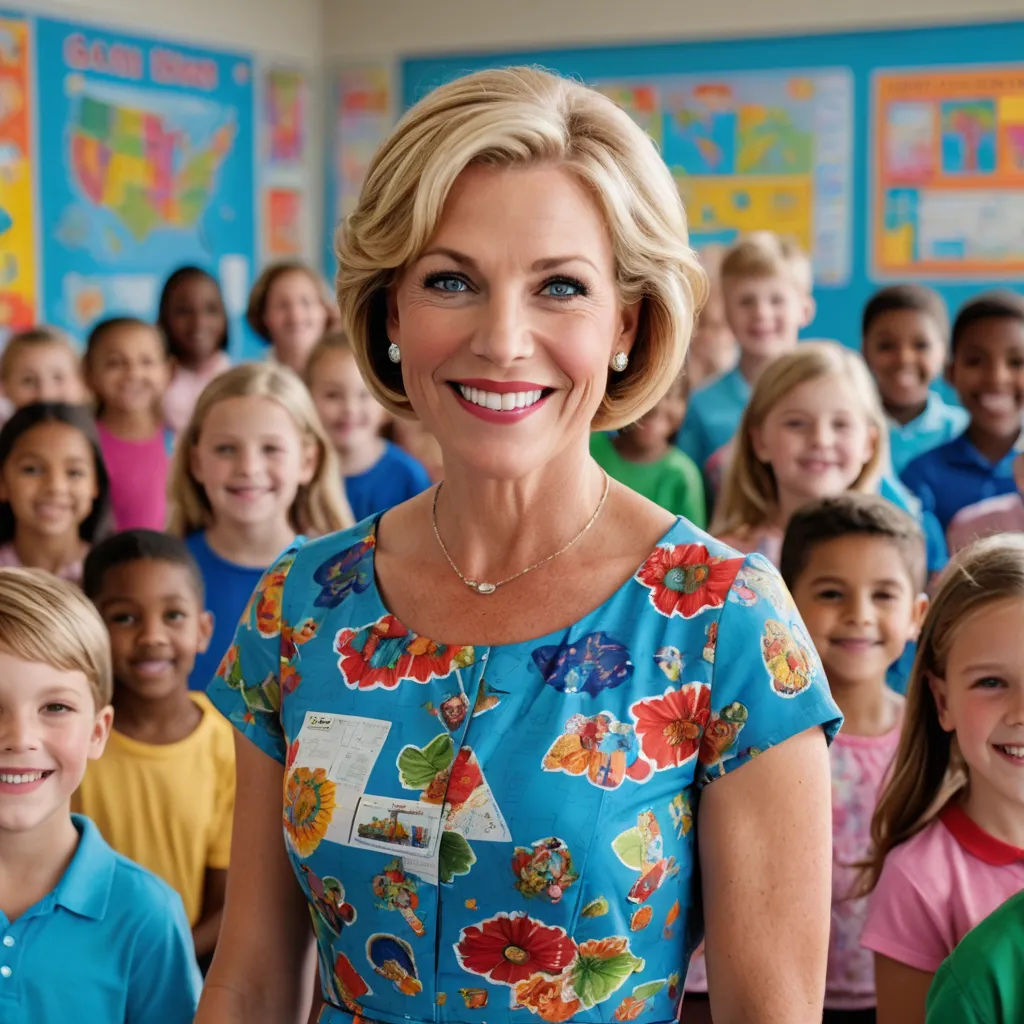 a woman standing in front of a group of children in a classroom with a teacher smiling at the camera, northwest school, a stock photo, Constance Copeman, promotional image