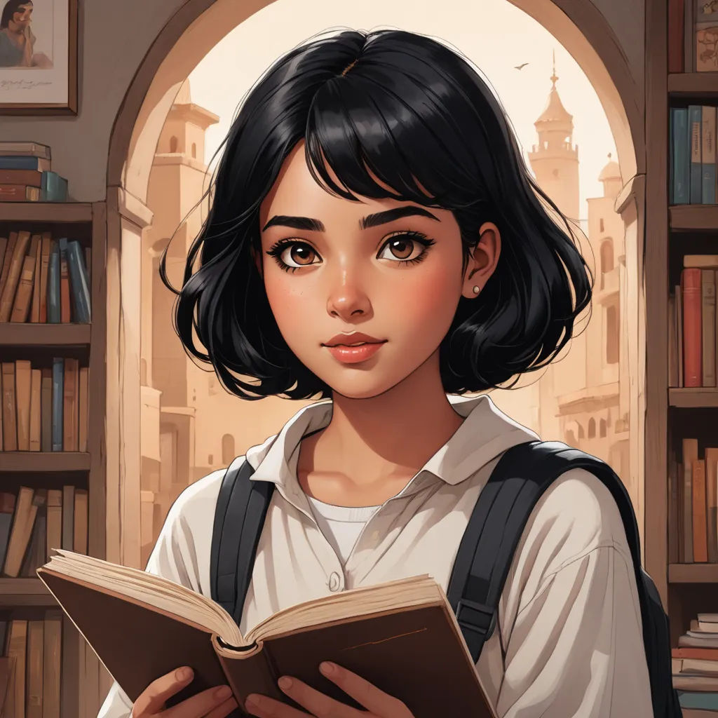 a girl is reading a book in a library with a window in the background and a bookcase full of books, fantasy art, a character portrait, Artgerm, trending on art station
