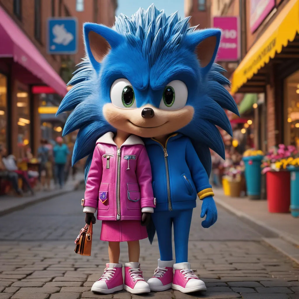 a couple of people that are standing in the street together with a cat costume on and a pink jacket, photorealism, concept art, Chris LaBrooy, unreal engine highly rendered