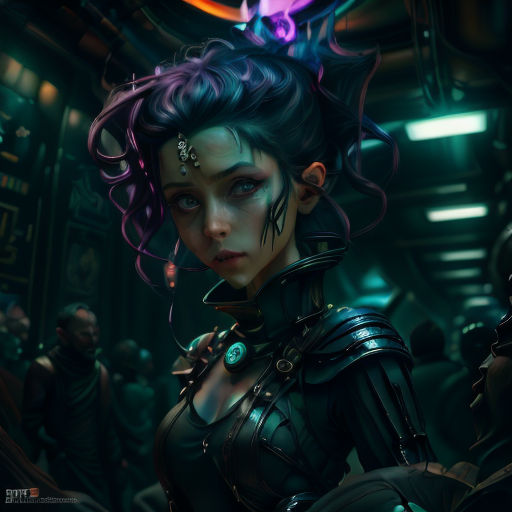 a woman with a weird haircut and piercings on her head in a sci - fi fi fi fi