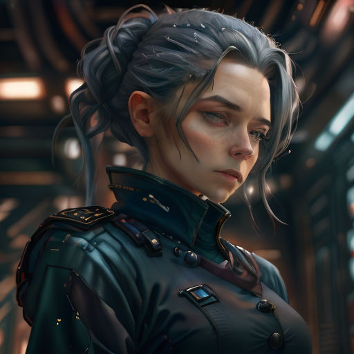 a woman with grey hair and a black outfit in a sci - fi fi fi fi fi fi fi fi fi fi fi fi fi fi fi fi fi fi fi fi fi fi fi fi fi fi fi fi fi fi fi