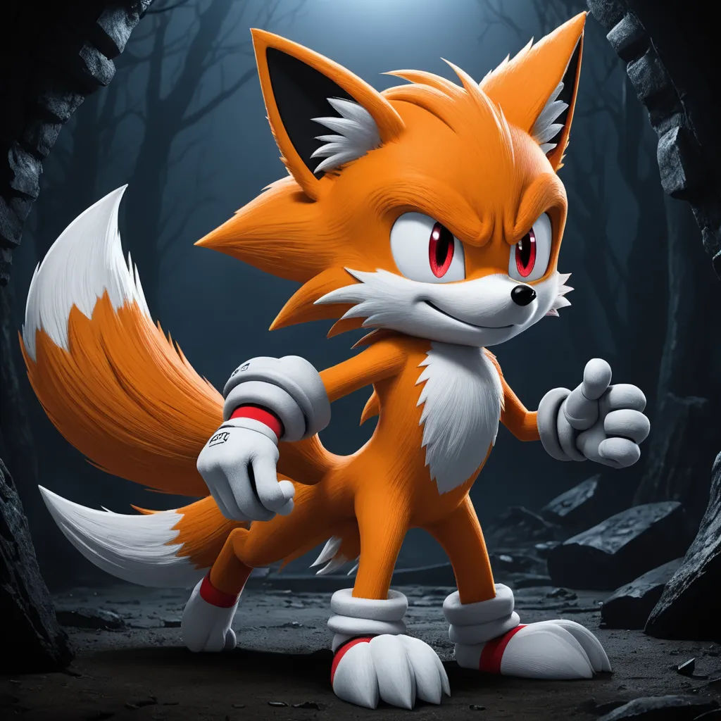 a cartoon picture of a fox in a forest with a light shining on it's face and a dark background, sots art, a 3D render, Adam Rex, unreal engine 5 quality render
