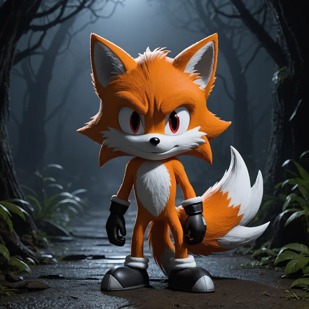 a cartoon picture of a fox in a forest with a light shining on it's face and eyes, sots art, a 3D render, Cedric Seaut (Keos Masons), unreal engine 5 quality render
