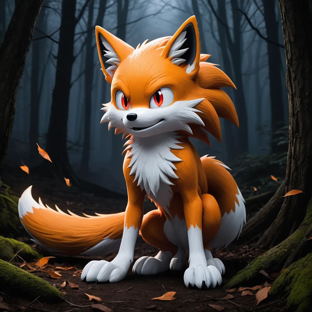 a cartoon fox sitting in the woods with leaves on the ground and trees in the background, with a foggy sky, furry art, a 3D render, Cedric Seaut (Keos Masons), rossdraws global illumination