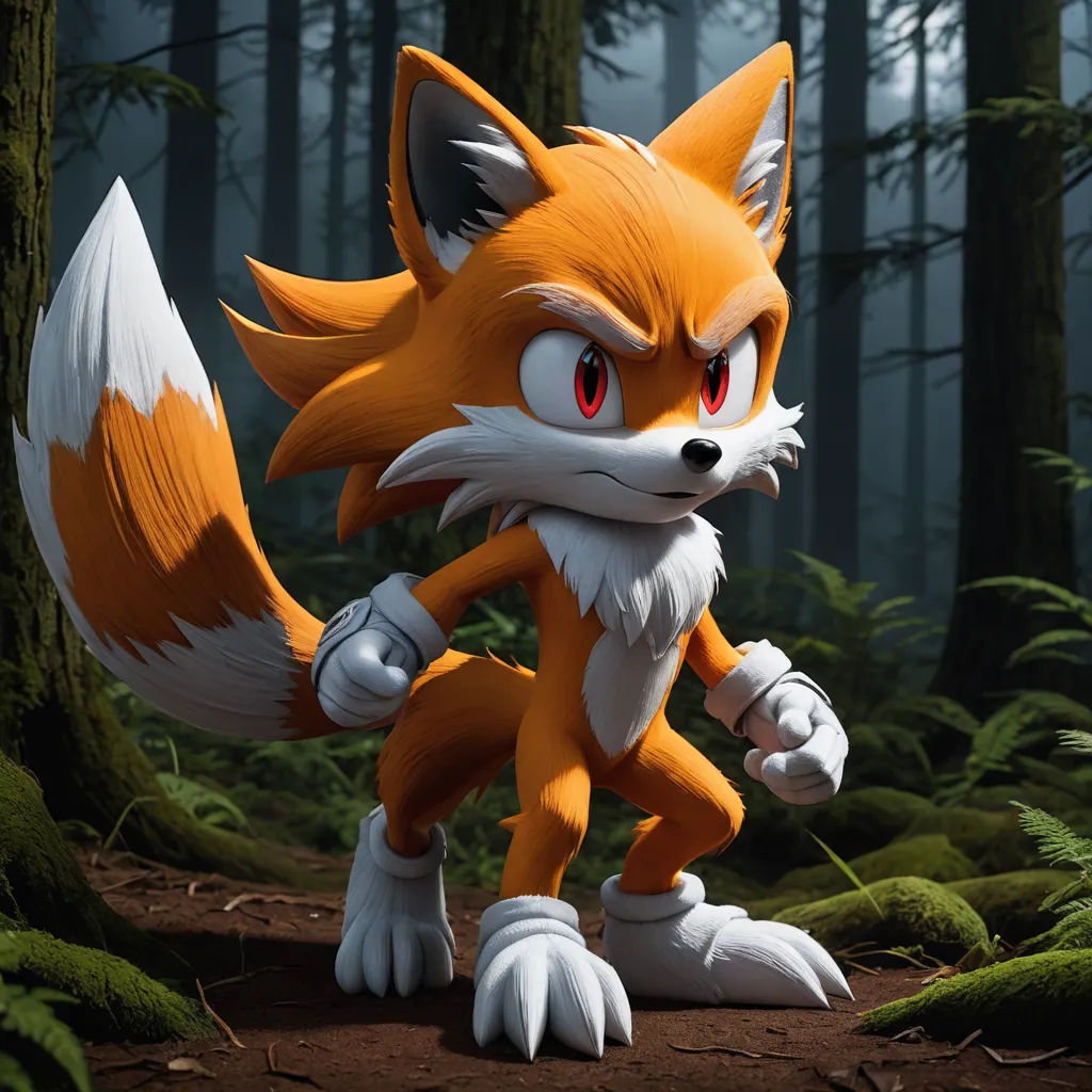 a cartoon character is running through a forest with trees and grass in the background, with a red eye, sots art, a 3D render, Chris LaBrooy, unreal engine 5 quality render
