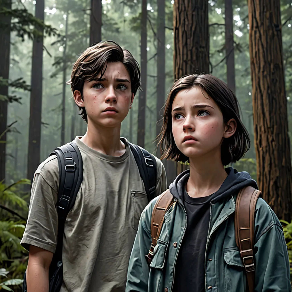 a couple of people standing in the woods together with backpacks on their shoulders and one man looking at the camera, vancouver school, a poster, Felix-Kelly, promotional image