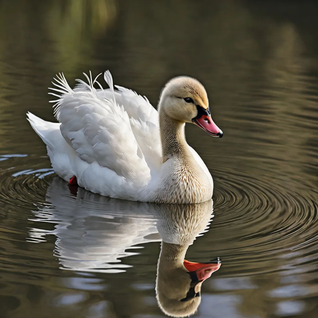 a duck is swimming in a pond with ripples on the water and its reflection is in the water, naturalism, a stock photo, Christopher Williams, animal photography