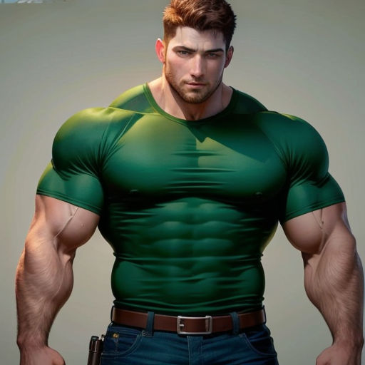 a man in a green shirt with a gun in his hand and a gun in his other hand, with a gun in his other hand
