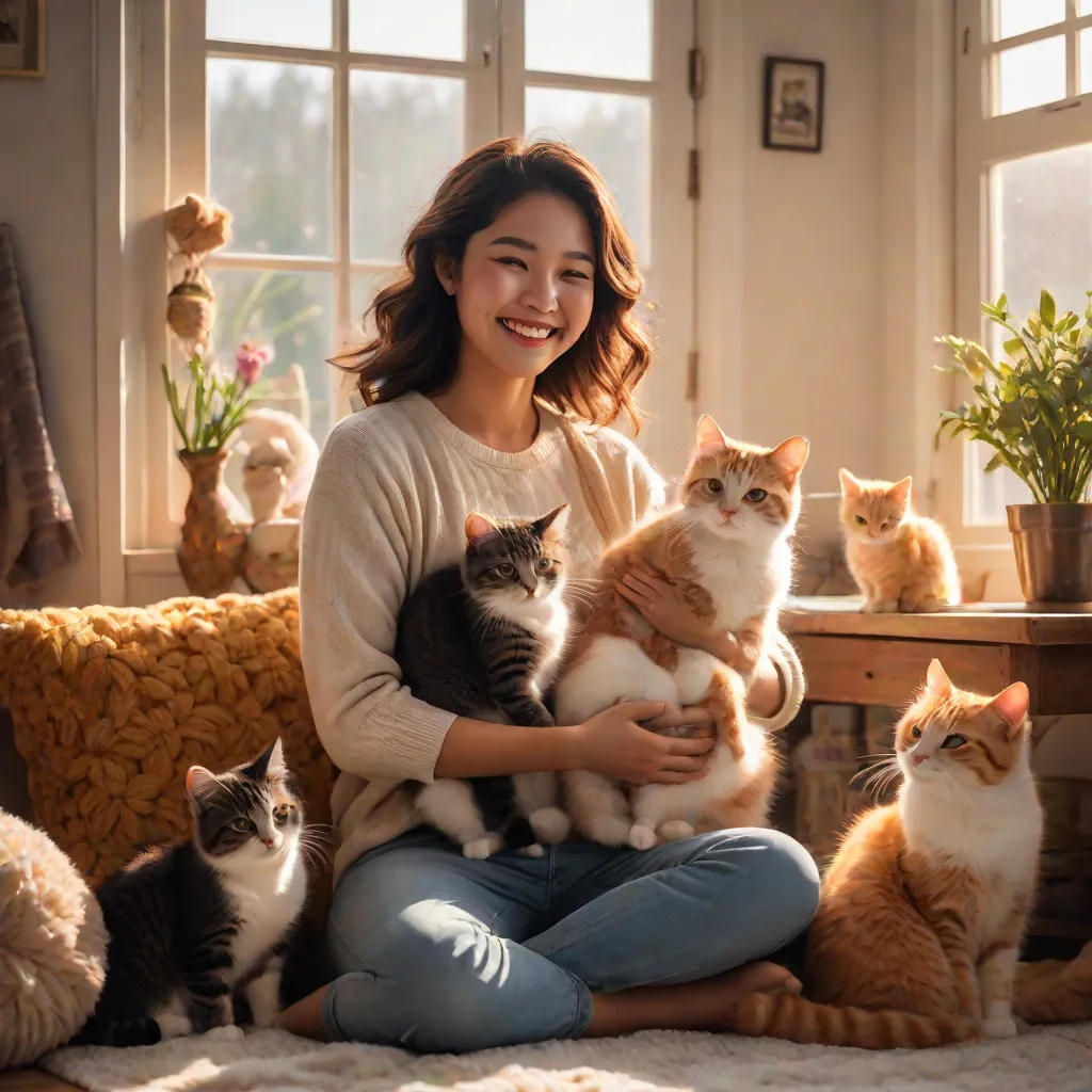 Ganda and Her Three Cats