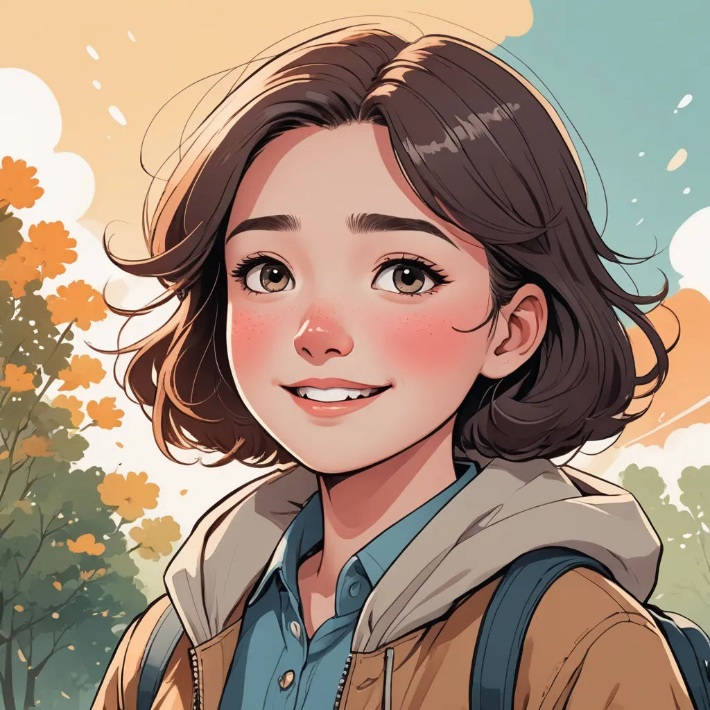 a digital painting of a woman with a backpack on her shoulder and trees in the background, with a sky and clouds, paris school, a character portrait, Atey Ghailan, rossdraws global illumination