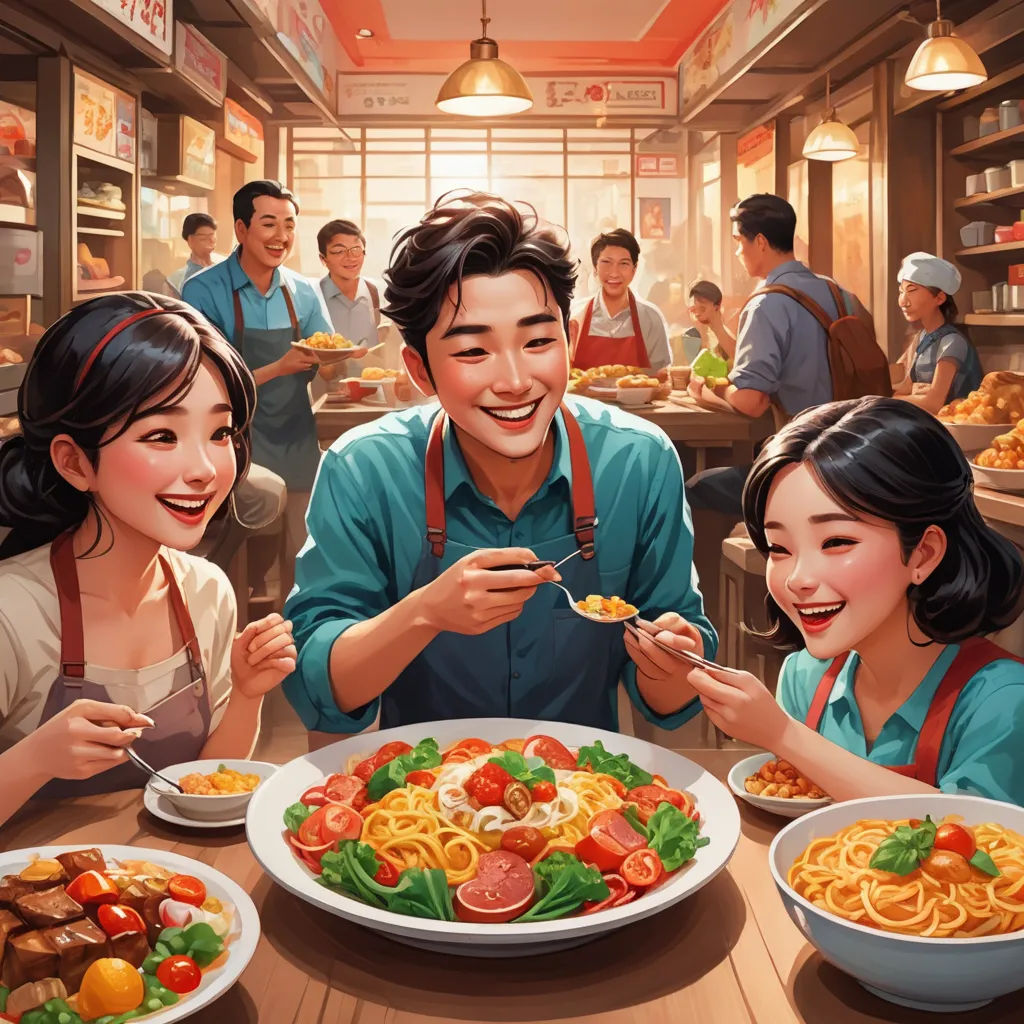 a man and two women eating a meal at a restaurant with a man in the background and a woman in the foreground, socialist realism, a storybook illustration, David Park, official art