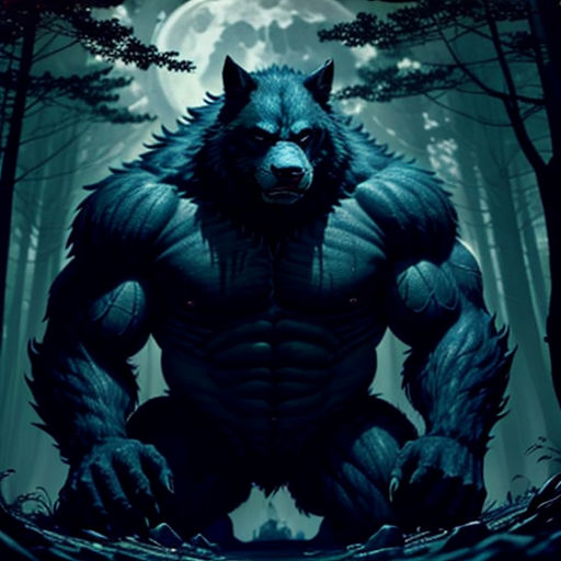 a poster of a wolf in the woods with a full moon behind it and a wolf on the back
