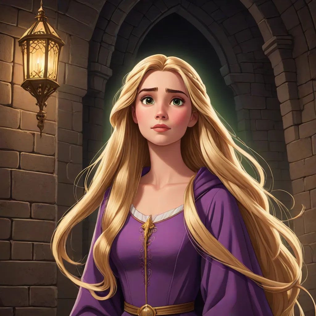 a cartoon of a blonde haired woman in a purple dress with a lantern in the background and a light on, fantasy art, a character portrait, Edwin Georgi, kinkade