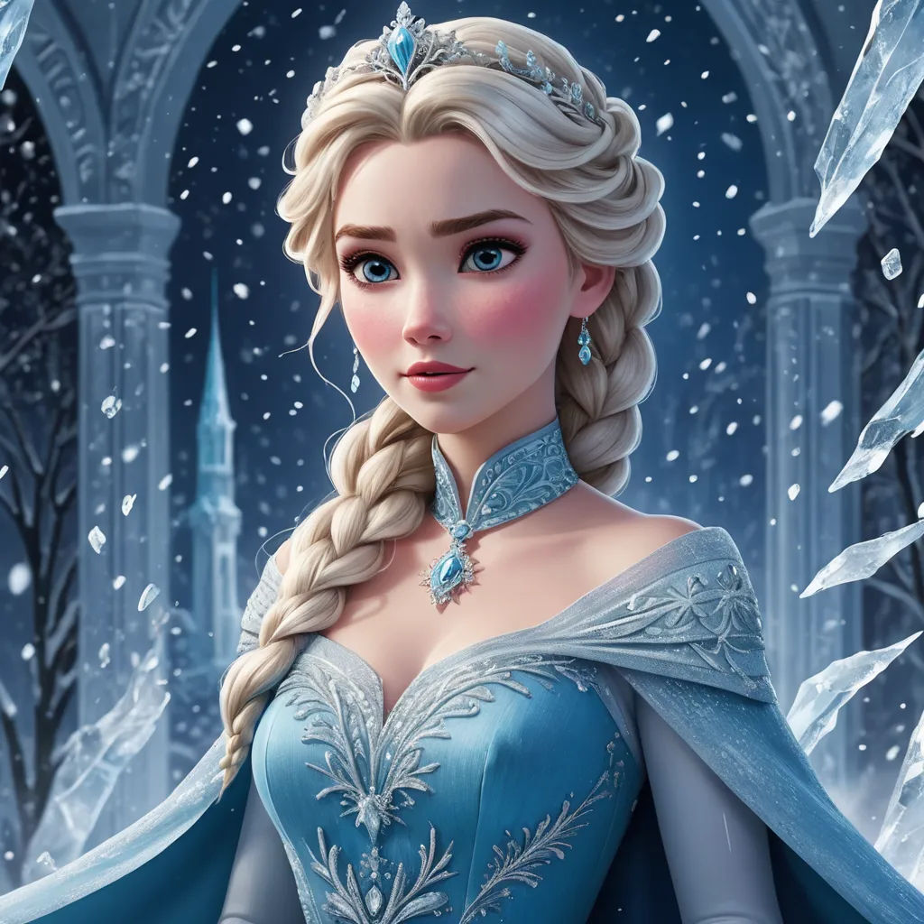 a frozen princess with a blue dress and tiara in a snowy scene with ice and snow flakes, sots art, a character portrait, Emma Geary, rossdraws global illumination