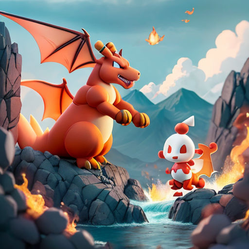 Download Red Charizard - an intimidating Pokemon Fire Type Wallpaper