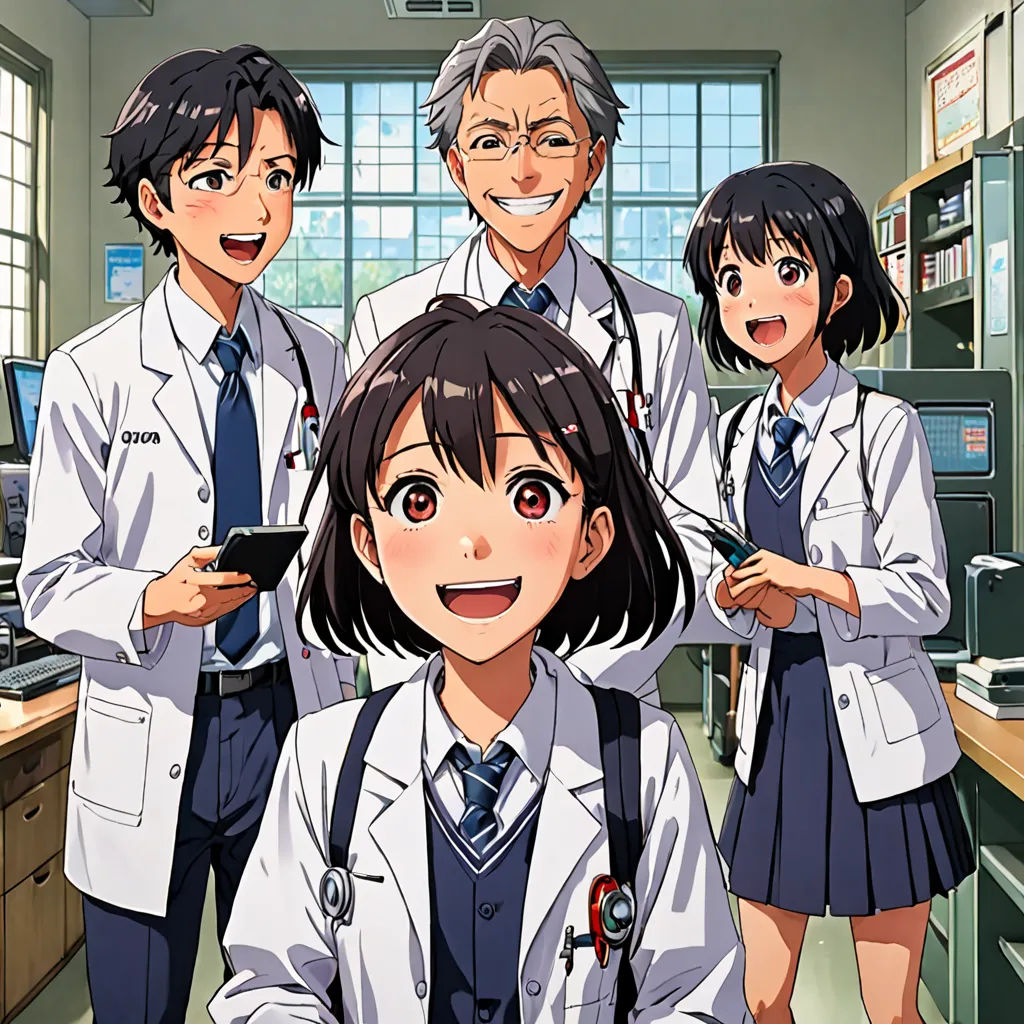 a group of people in a room with a desk and a window in the background with a laptop on it, remodernism, a stock photo, Aya Goda, official art