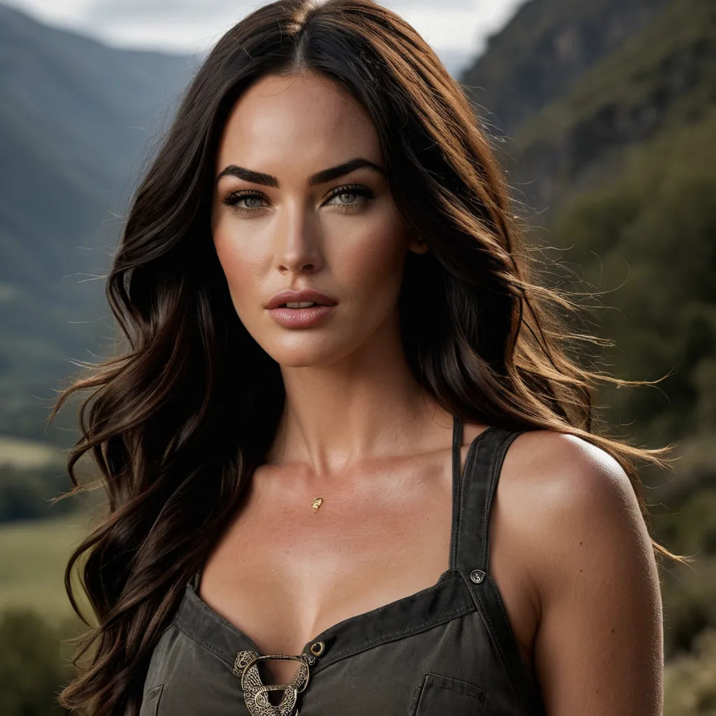 a woman with long hair and a brown top is posing for a picture in the mountains with her eyes closed, fine art, a portrait, Araceli Gilbert, promotional image