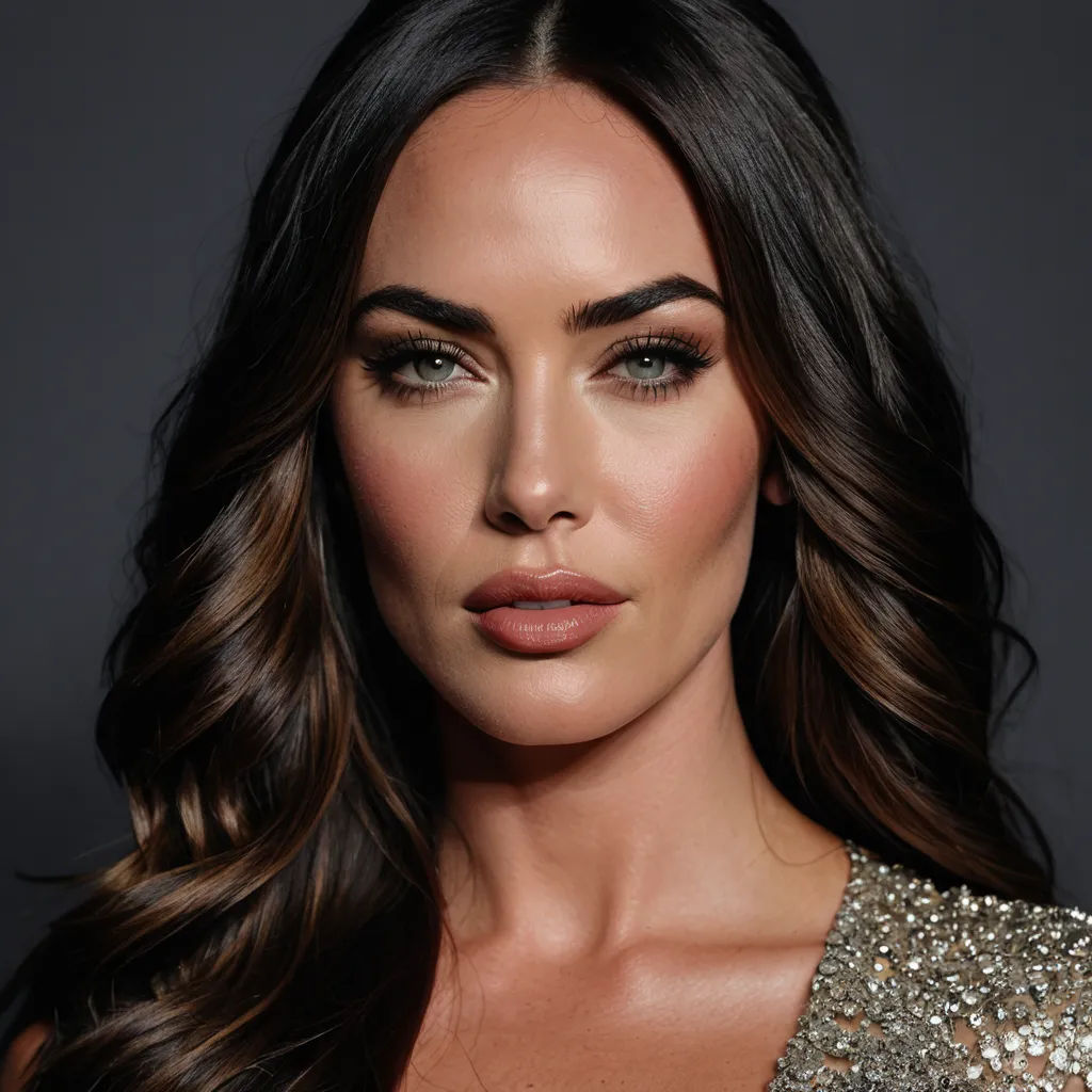 a woman with long hair and a dress on posing for a picture with a dark background and a gray background, lowbrow, a photorealistic painting, Aramenta Dianthe Vail, perfect face
