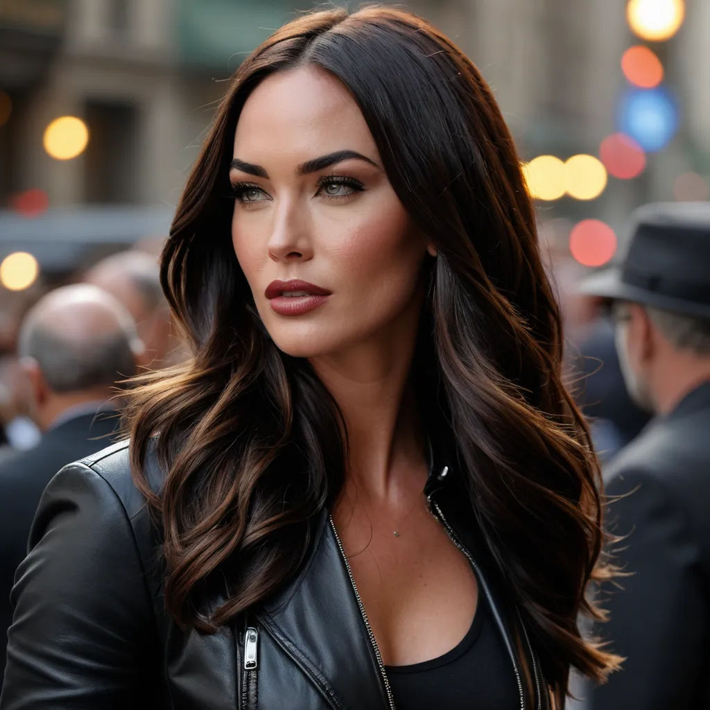 a woman with long hair and a leather jacket on is looking at the camera and is wearing a hat, lowbrow, a portrait, Aramenta Dianthe Vail, long dark hair