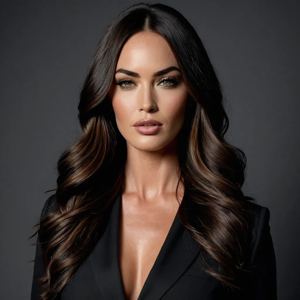 a woman with long hair and a black suit on a dark background with a slight lighting on her face, private press, a portrait, Aramenta Dianthe Vail, perfect face